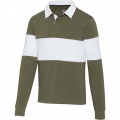 Clyde unisex organic rugby polo sweatshirt, Зеленый/Белый