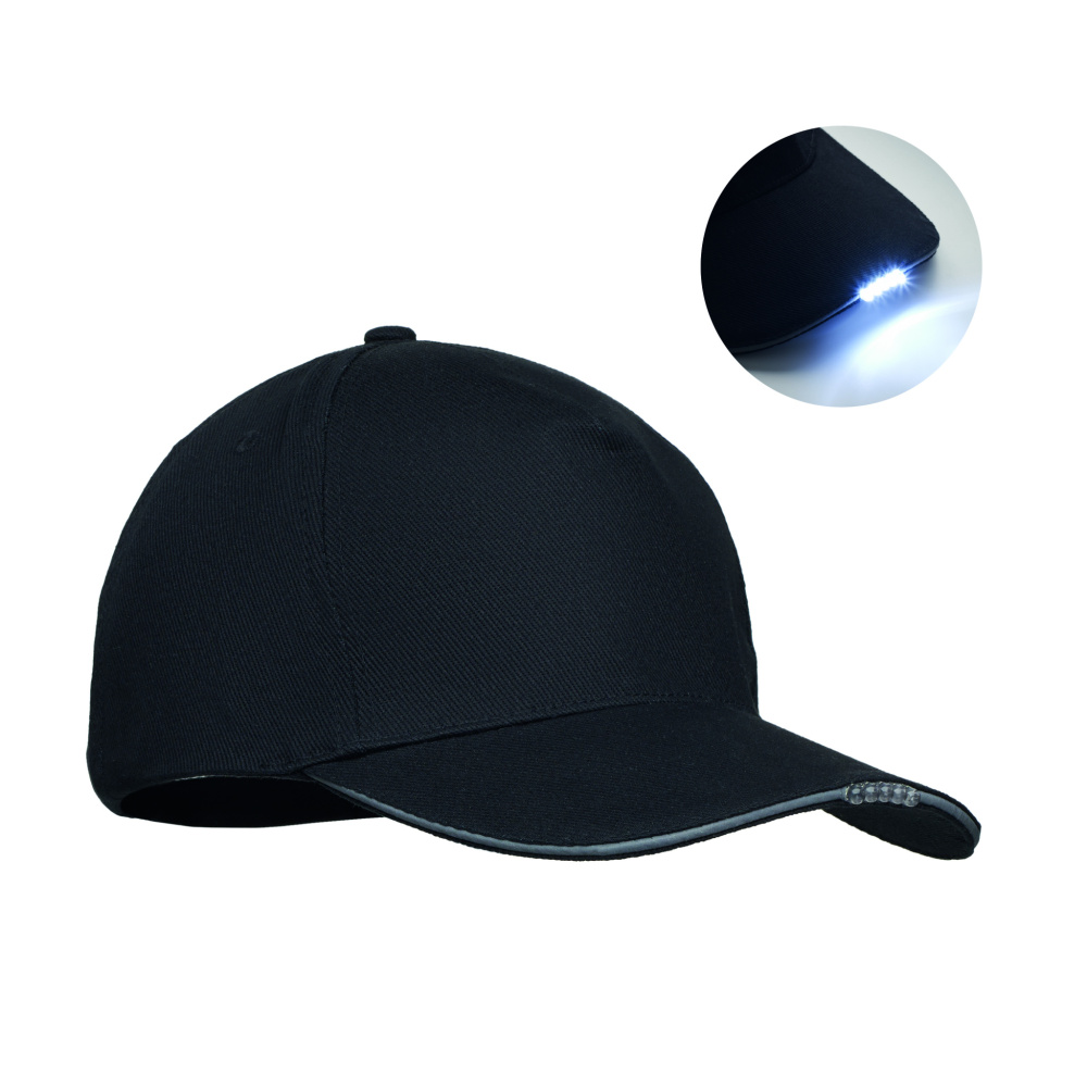 Лого трейд бизнес-подарки фото: 5 panel LED cotton cap 220gr/m²