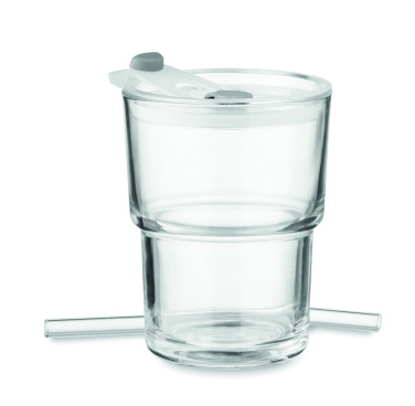 Логотрейд pекламные продукты картинка: Glass tumbler with straw 400ml