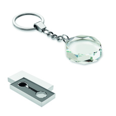 Glass round award key ring