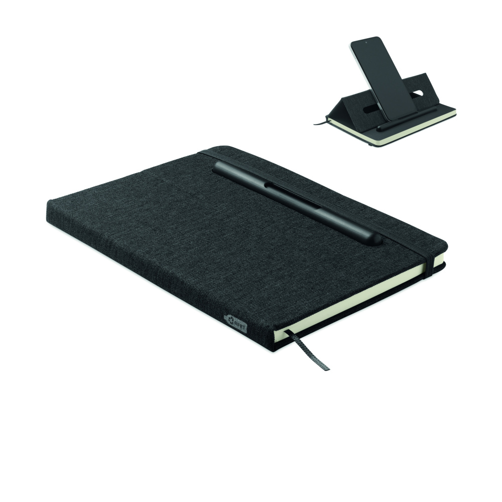 Лого трейд pекламные продукты фото: A5 notebook with phone holder