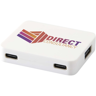 Логотрейд pекламные продукты картинка: Gaia 4-портовый USB-концентратор с выходом USB-A и Type-C и двойным входом — изготовлен из переработанного пластика