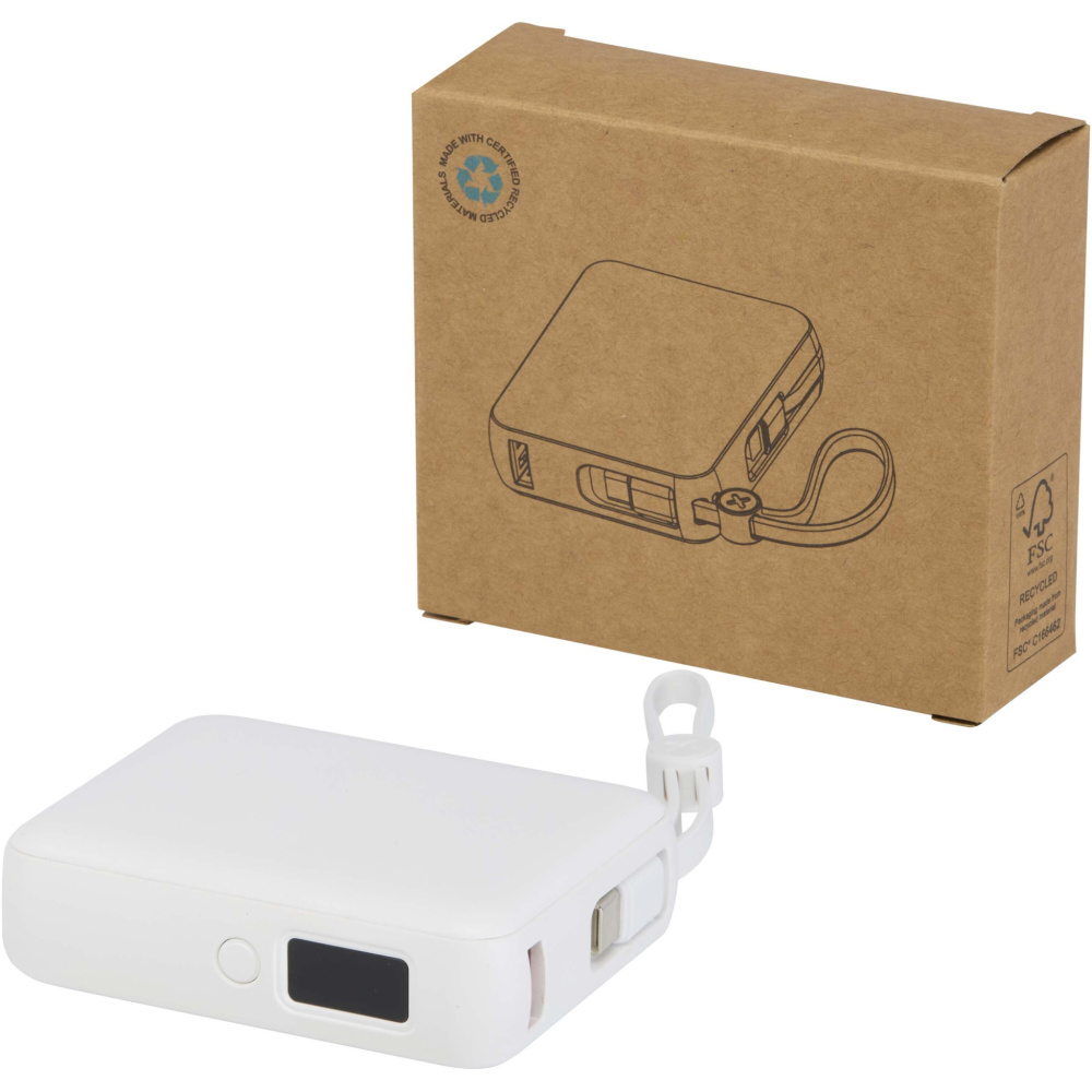 Логотрейд pекламные продукты картинка: Acrux портативное зарядное устройство для планшета емкостью 10 000 мАч, мощностью 35 Вт, со встроенным кабелем Type-C — изготовлено из переработанного пластика