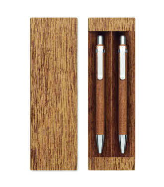 Логотрейд pекламные подарки картинка: Acacia wood pen and pencil set