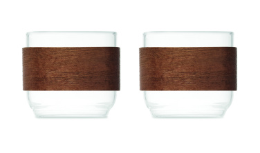 Лого трейд бизнес-подарки фото: Coffee glass set walnut grip