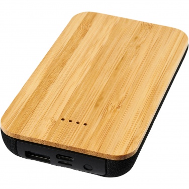 Logotrade kampanjprodukter bild: Framtida bambu/tyg 6 000 mAh trådlös powerbank