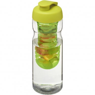 Logotrade profilreklam bild: H2O Active® Base 650 ml sportflaska med uppfällbart lock och fruktbehållare