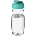 H2O Active® Pulse 600 ml sportflaska med uppfällbart lock, Transparent / Aquablå