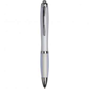 : Curvy ballpoint pen with frosted barrel and grip