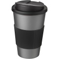 Americano® 350 ml mugg med grepp och spillsäkert lock, Silver / Solid svart