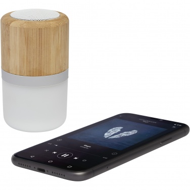 Logotrade profilreklam bild: Aurea  Bluetooth® högtalare i bambu med ljus