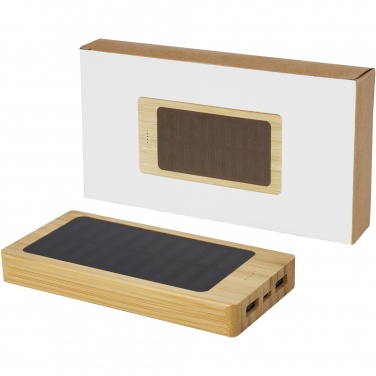 Logotrade kampanjprodukter bild: Alata 8 000 mAh soldriven powerbank av bambu