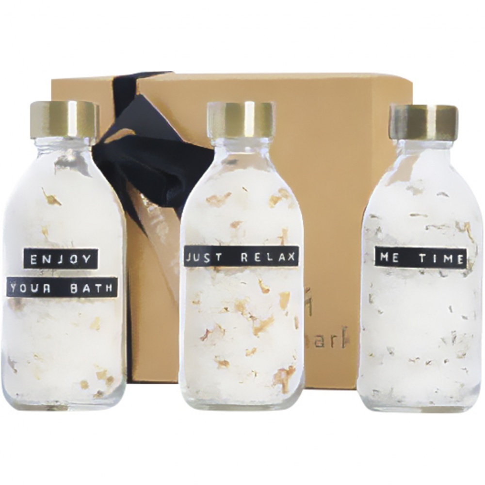 Logotrade presentreklam bild: Wellmark Just Relax 3-delad presentförpackning med badsalt, 200 ml