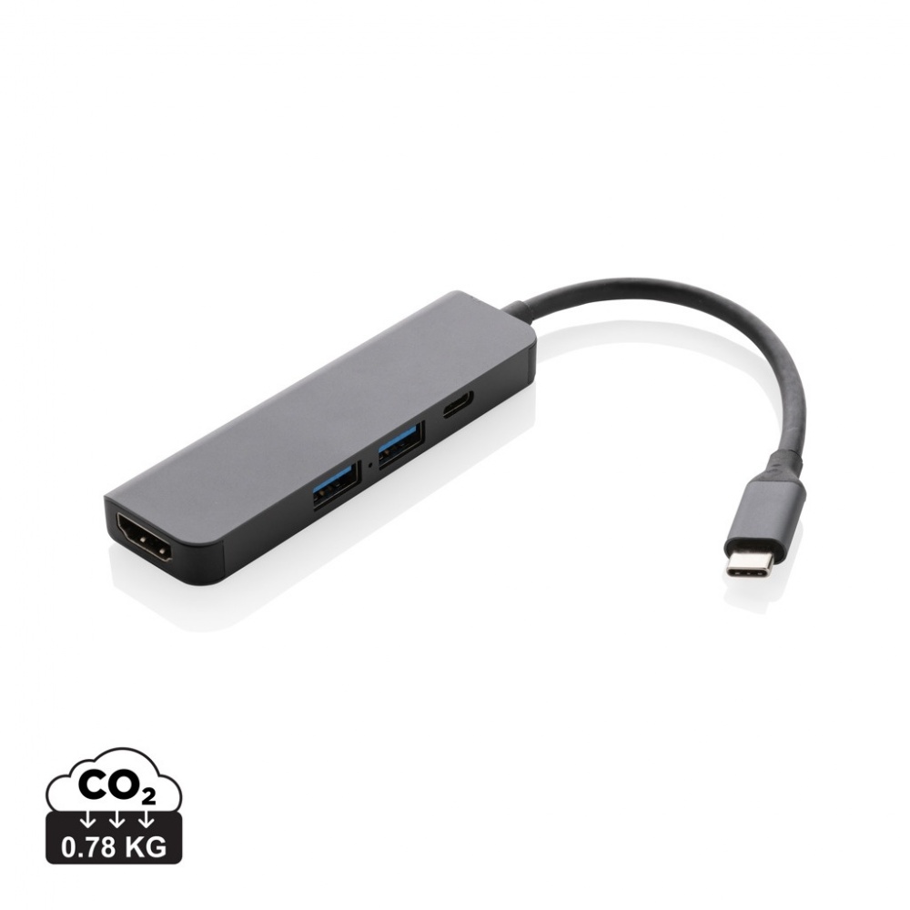 Logotrade profilprodukter bild: Terra hub med HDMI input i RCS återvunnen aluminium