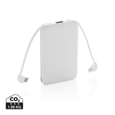 : 5.000 mAh powerbank i fickformat med integrerade kablar