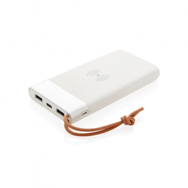 Logotrade profilprodukter bild: Aria 8.000 mAh 5W powerbank med trådlös laddning