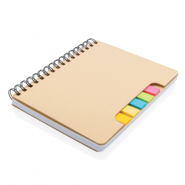 Logotrade reklamprodukter bild: A5 Kraft spiralbunden anteckningsbok med sticky notes