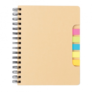 Logotrade presentreklam bild: A5 Kraft spiralbunden anteckningsbok med sticky notes