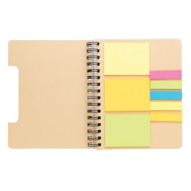 Logotrade profilprodukter bild: A5 Kraft spiralbunden anteckningsbok med sticky notes