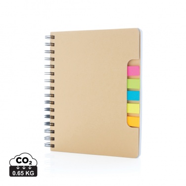 Logotrade profilprodukter bild: A5 Kraft spiralbunden anteckningsbok med sticky notes