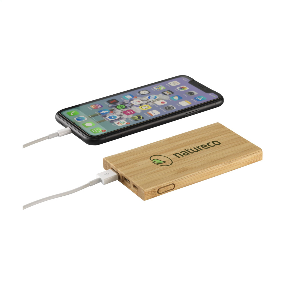 Logotrade kampanjprodukter bild: Bamboo 4000 Powerbank extern laddare