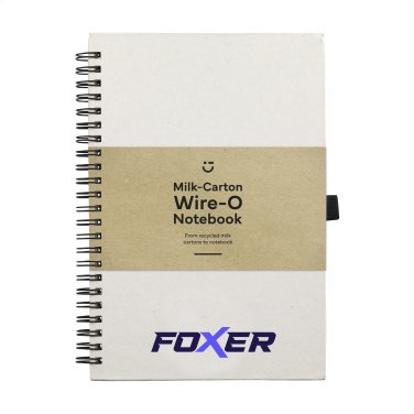 Logotrade presentreklam bild: Mjölkkartong Wire-O-papper Notebook A5