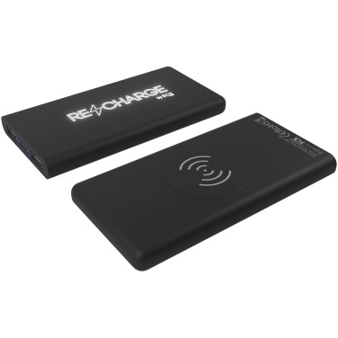 Logotrade reklamprodukter bild: SCX.design P40 10 000 mAh upplyst trådlös powerbank i gummi