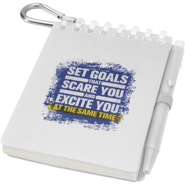 Logotrade profilreklam bild: Lig Mini uppsättning med återvunnen utomhusanteckningsbok med mjukt omslag och kulspetspenna (blått bläck)