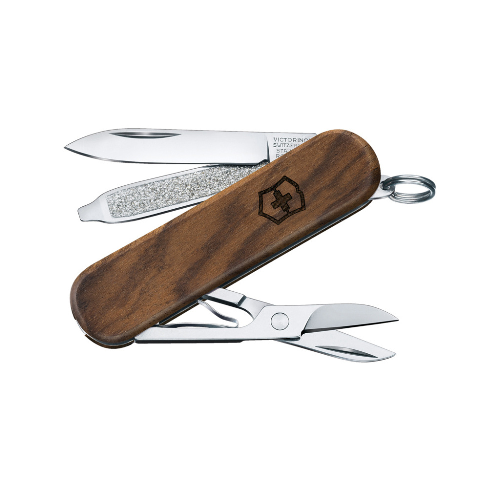Logotrade reklamprodukter bild: VICTORINOX Classic SD Wood Fickkniv 5 funktioner